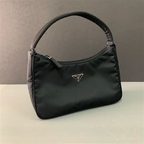 prada nylon hobo bag black|prada nylon bag second hand.